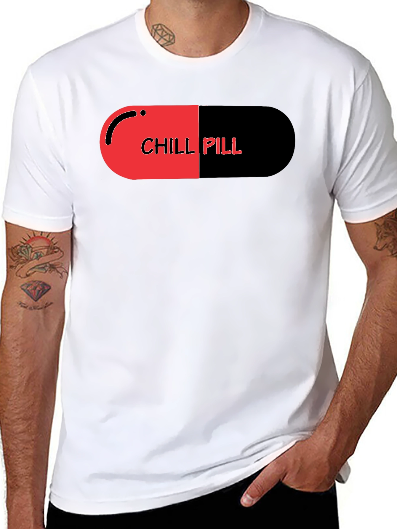 Chill Pill Graphic Print Black T-Shirt