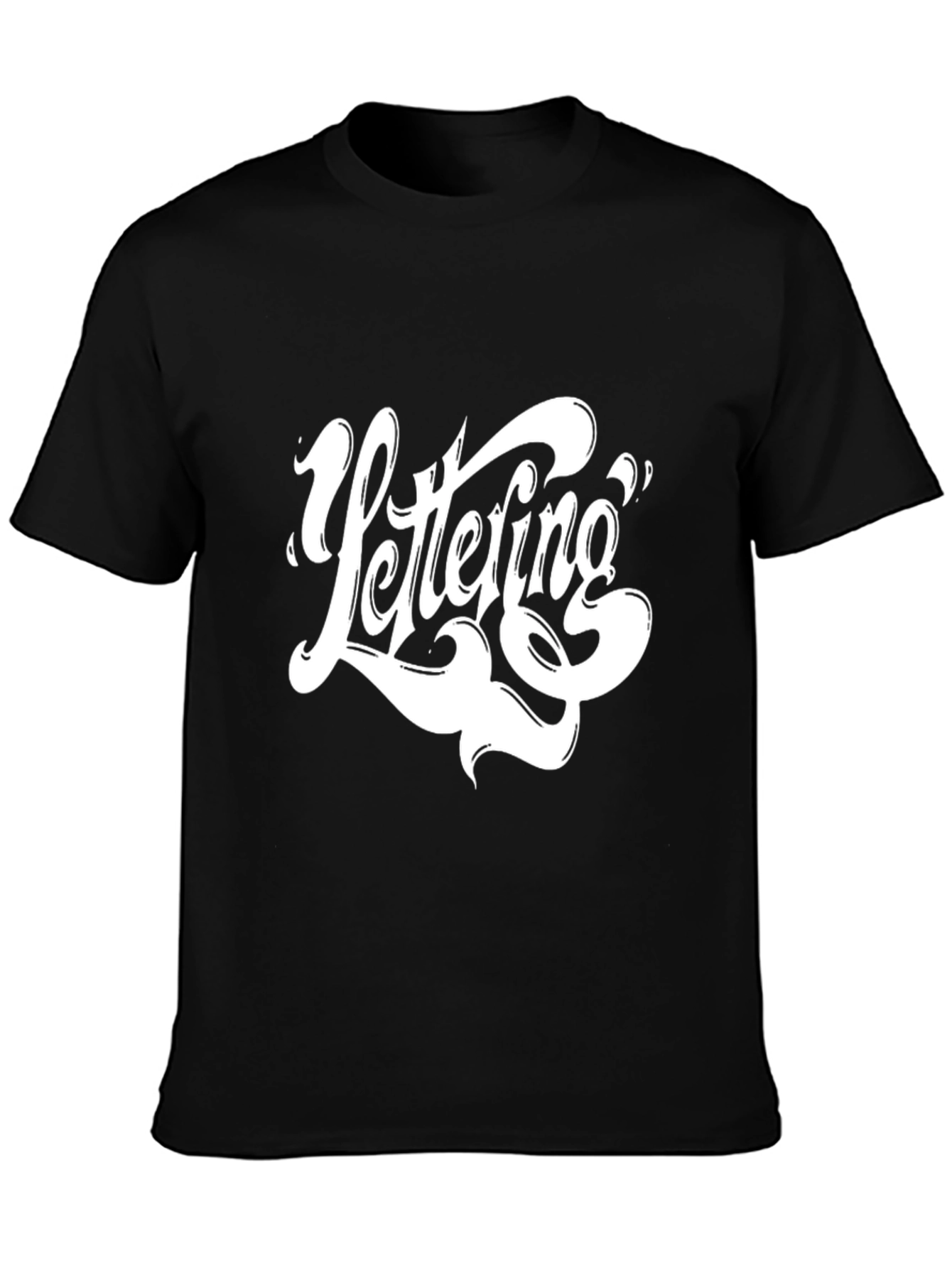 Lettering Graphic Tee - Black Cotton T-Shirt