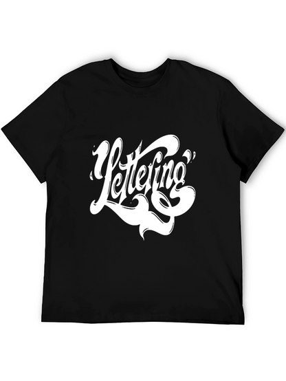 Lettering Graphic Tee - Black Cotton T-Shirt