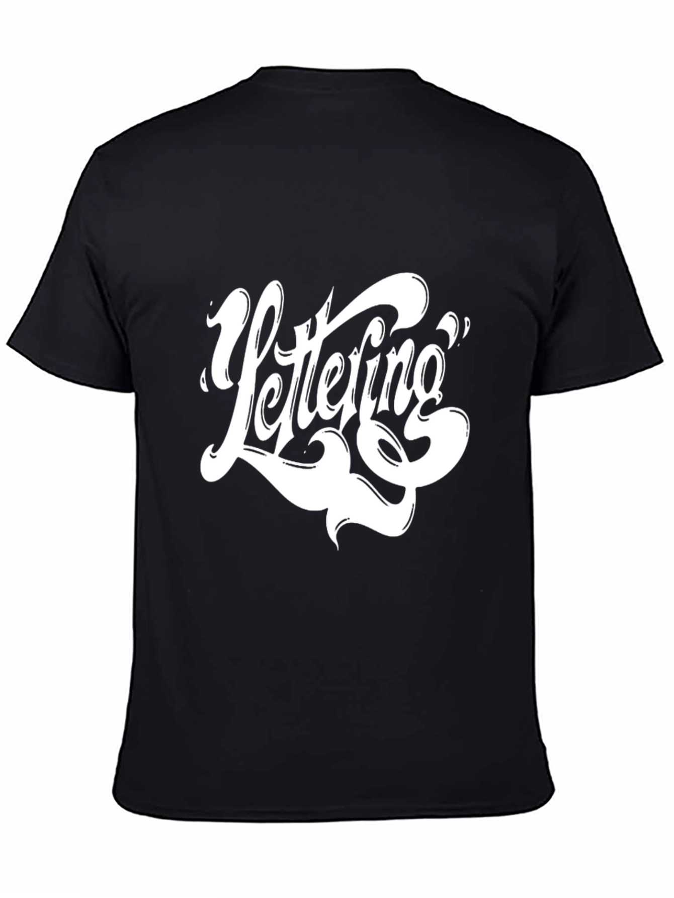 Lettering Graphic Tee - Black Cotton T-Shirt