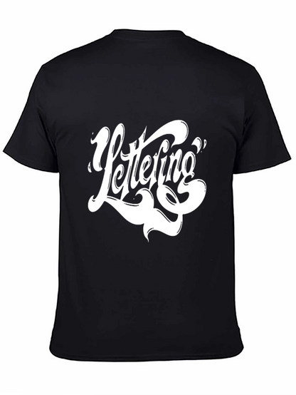 Lettering Graphic Tee - Black Cotton T-Shirt
