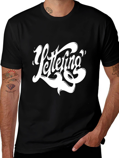 Lettering Graphic Tee - Black Cotton T-Shirt