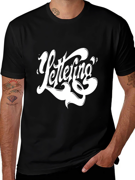 Lettering Graphic Tee - Black Cotton T-Shirt