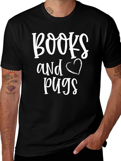 Books and Pugs Black Graphic Tee