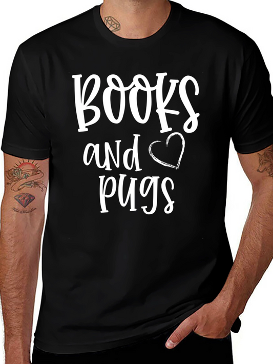 Books and Pugs Black Graphic Tee