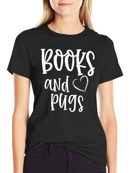 Books and Pugs Black Graphic Tee