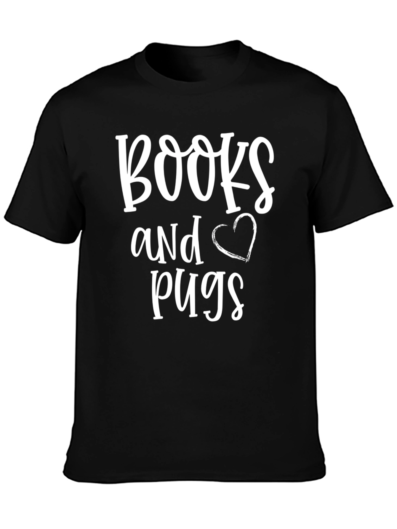 Books and Pugs Black Graphic Tee