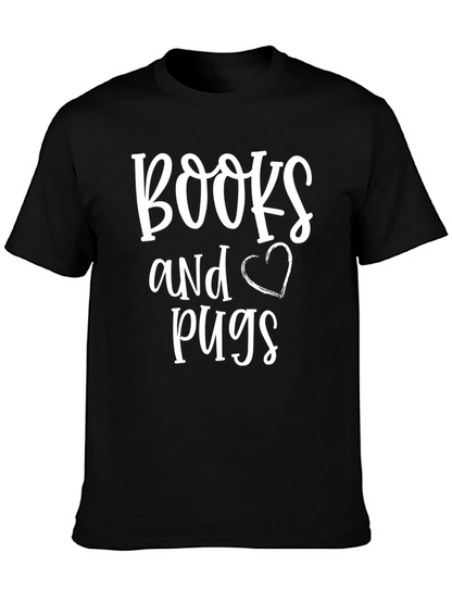 Books and Pugs Black Graphic Tee