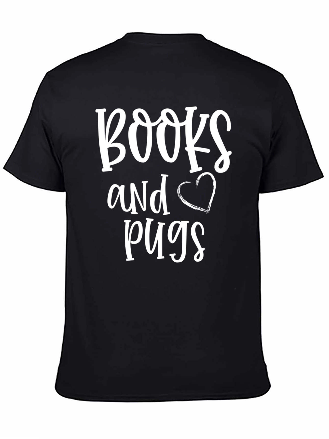 Books and Pugs Black Graphic Tee