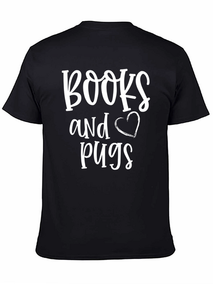 Books and Pugs Black Graphic Tee