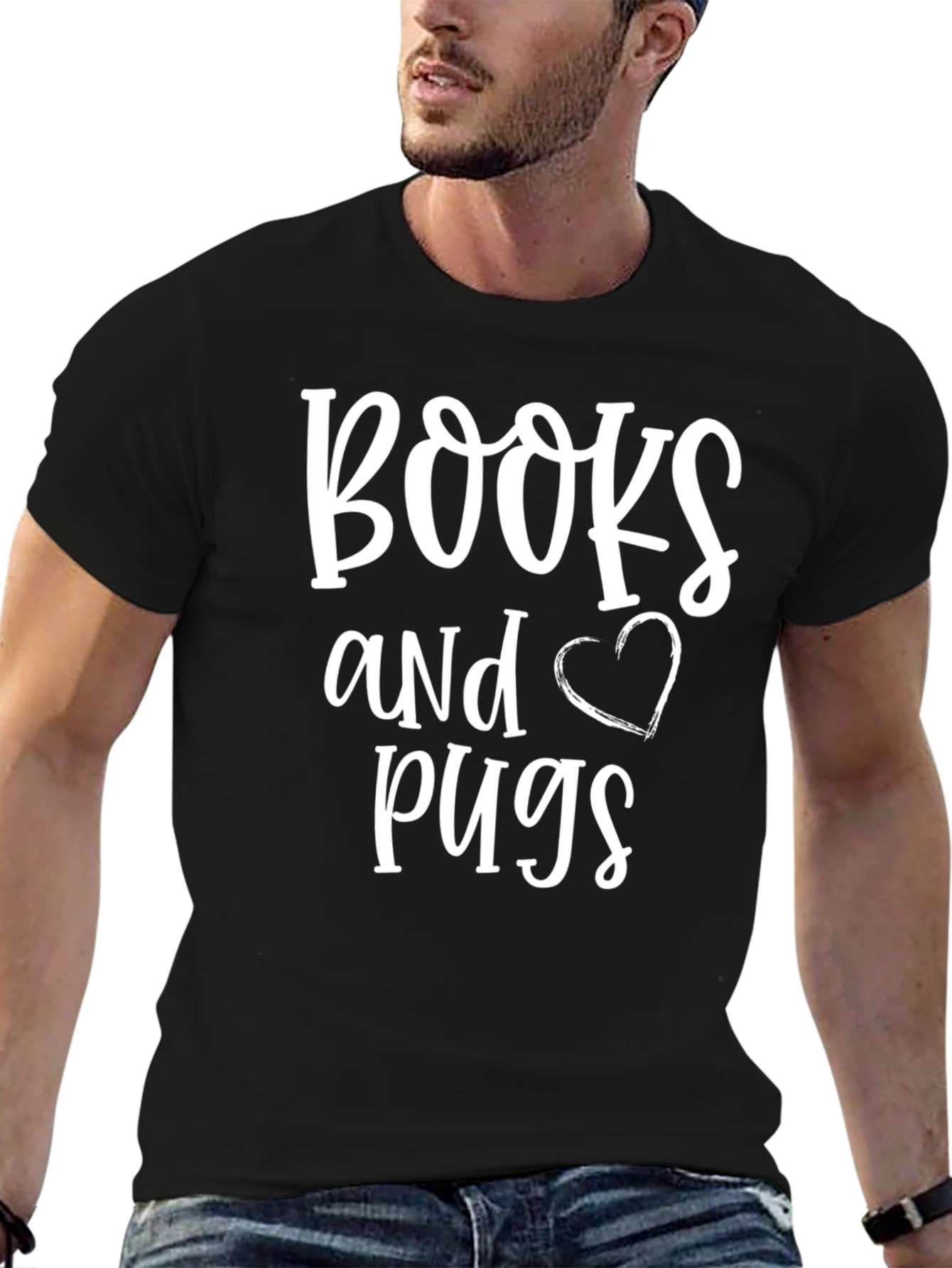 Books and Pugs Black Graphic Tee