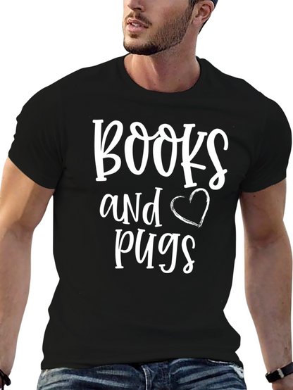 Books and Pugs Black Graphic Tee