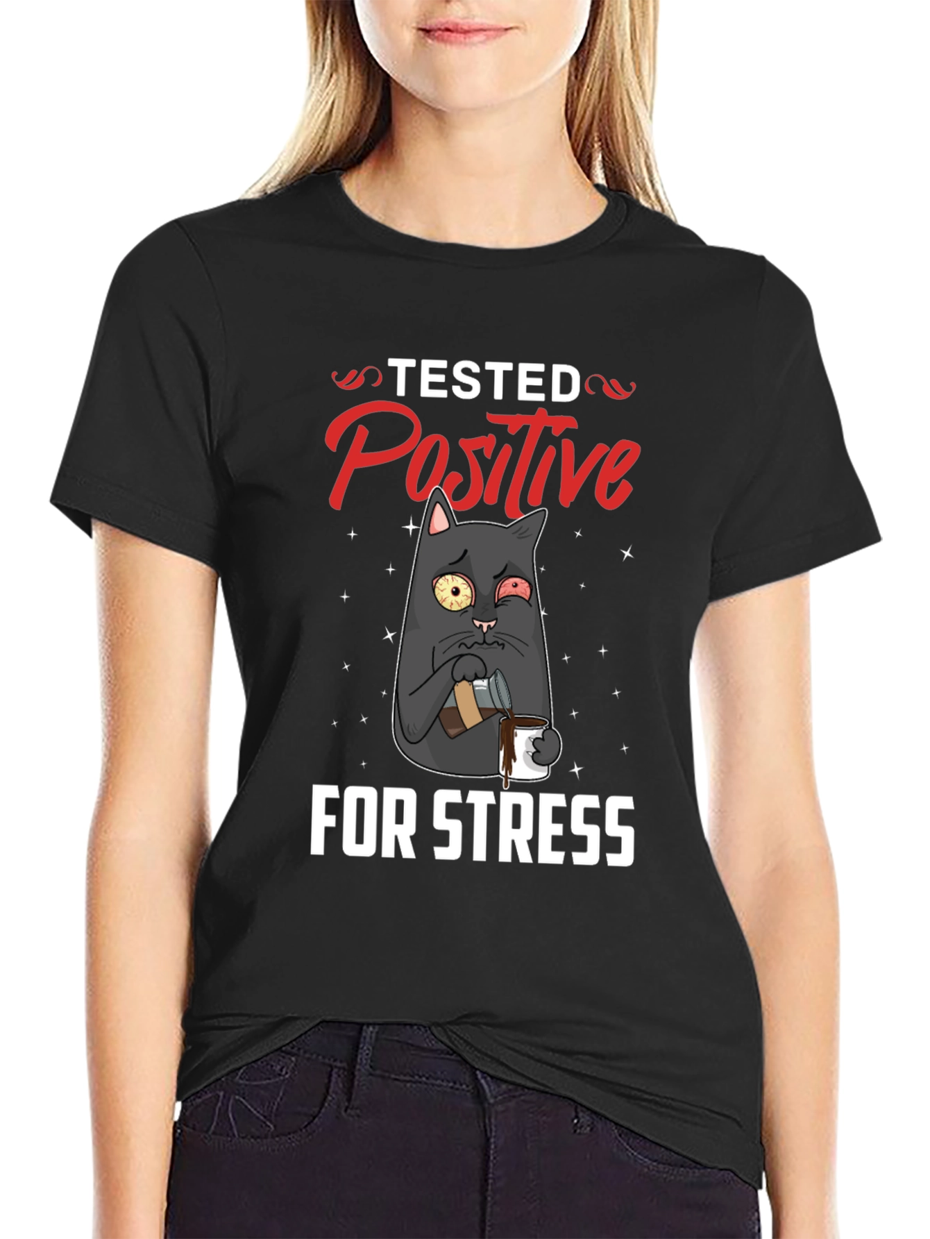 Stressed Cat T-Shirt - Tested Positive Design