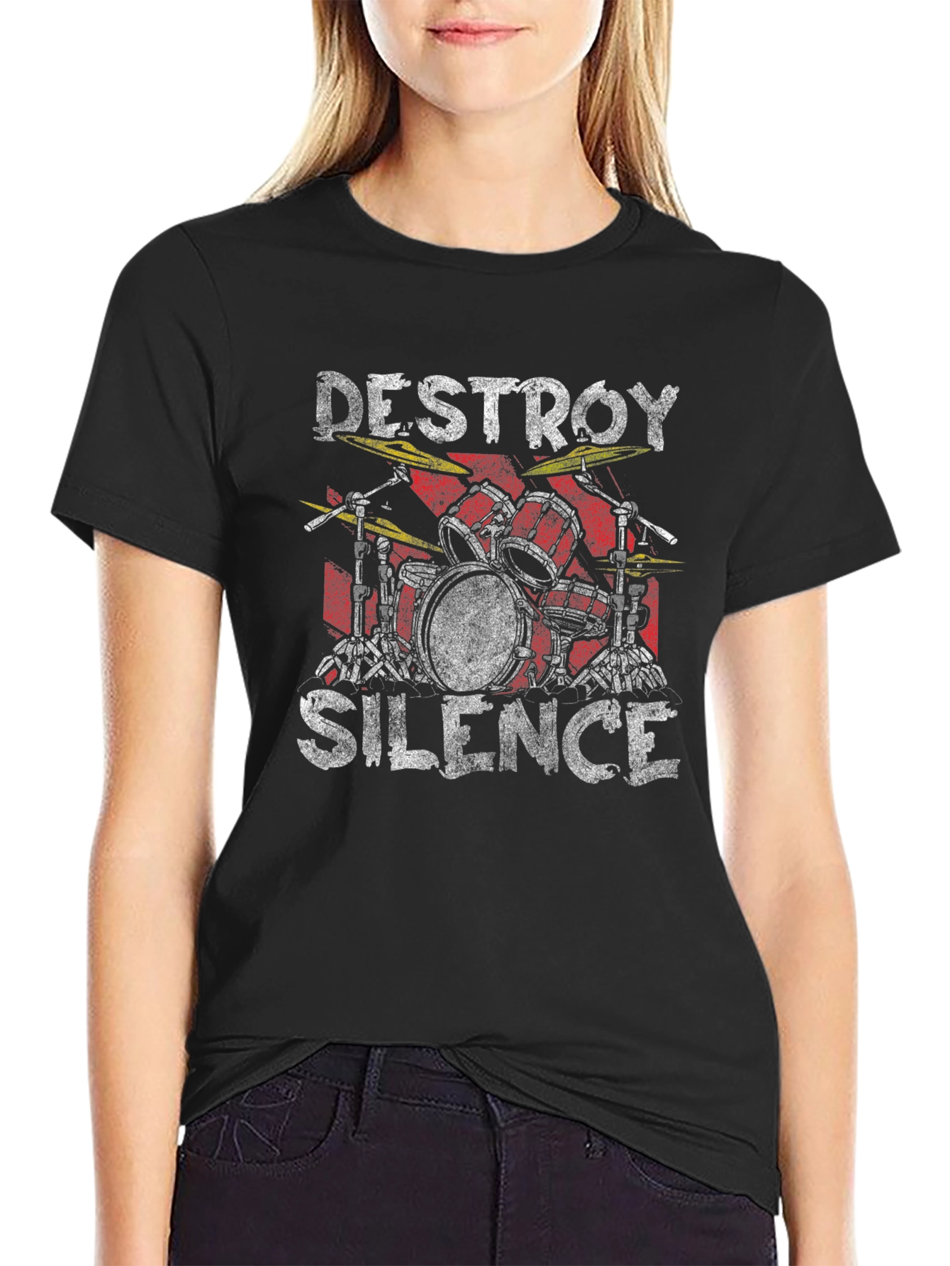 Destroy Silence Drum Set Graphic Tee