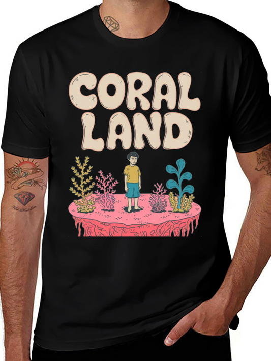 Coral Land Black Graphic T-Shirt