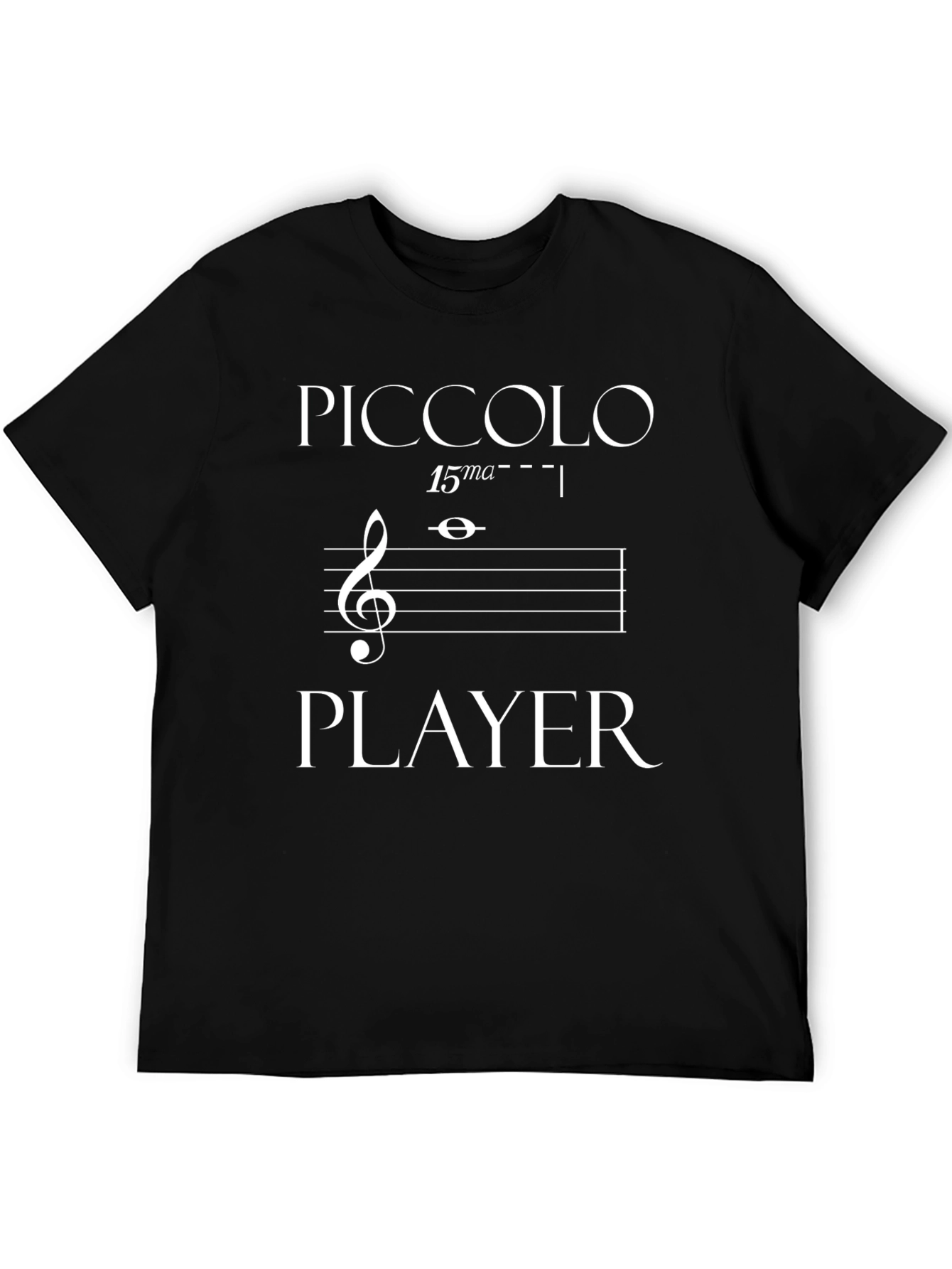 Piccolo Player Black T-Shirt - Music Lover Gift