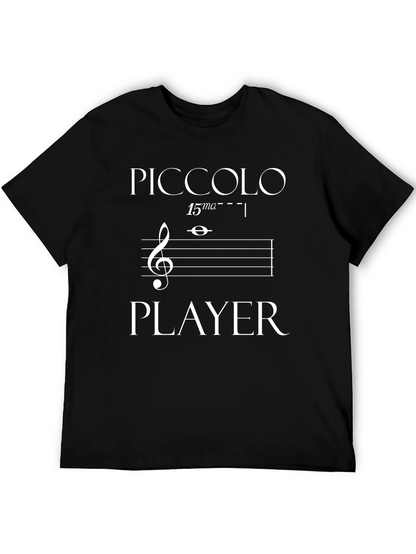 Piccolo Player Black T-Shirt - Music Lover Gift