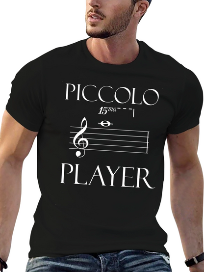 Piccolo Player Black T-Shirt - Music Lover Gift