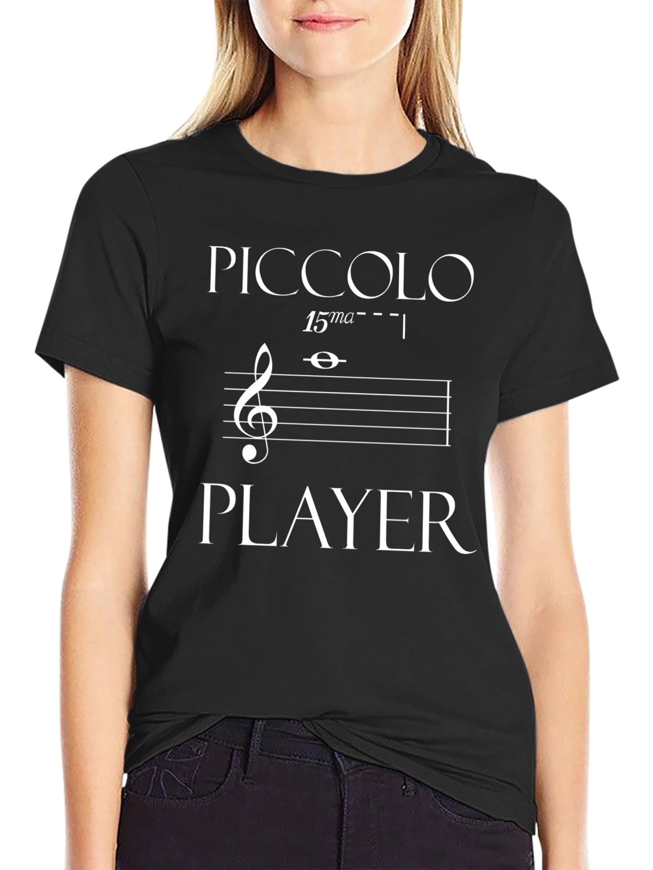 Piccolo Player Black T-Shirt - Music Lover Gift