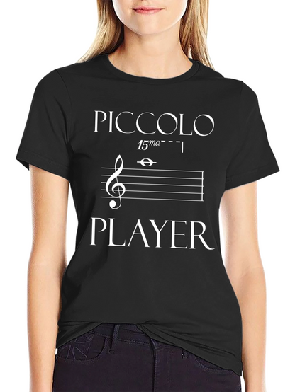 Piccolo Player Black T-Shirt - Music Lover Gift