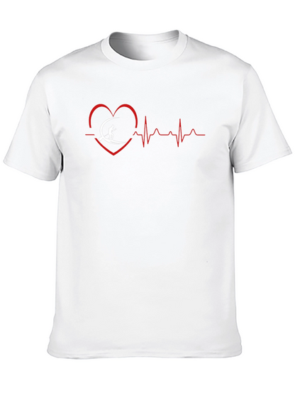 Surfing Heartbeat Graphic Tee - Mens Black T-Shirt