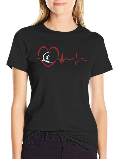 Surfing Heartbeat Graphic Tee - Mens Black T-Shirt