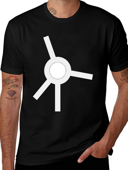 Minimalist White Roundabout Graphic Black T-Shirt