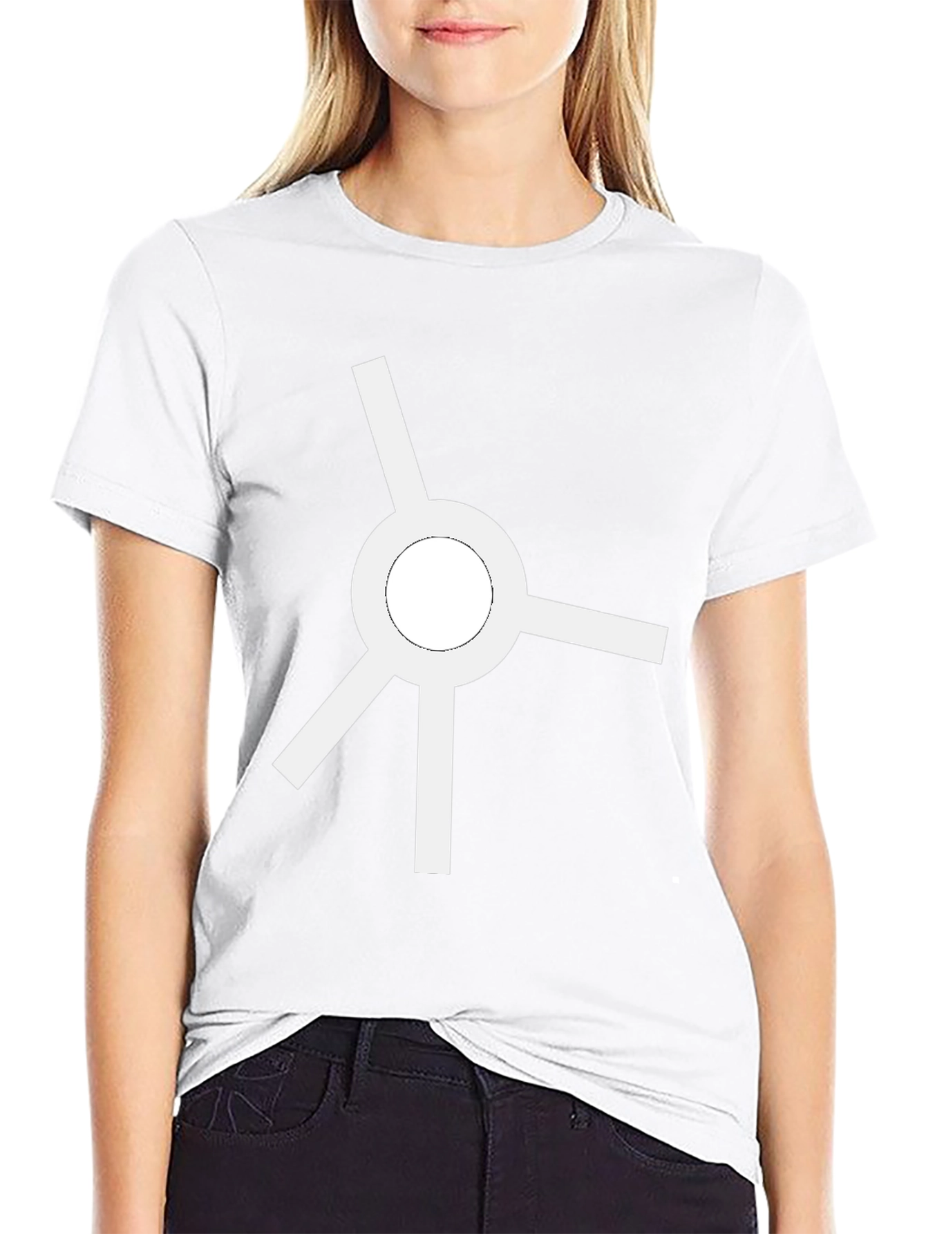 Minimalist White Roundabout Graphic Black T-Shirt