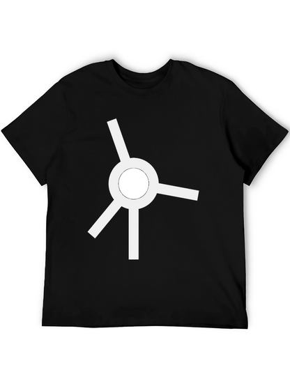 Minimalist White Roundabout Graphic Black T-Shirt
