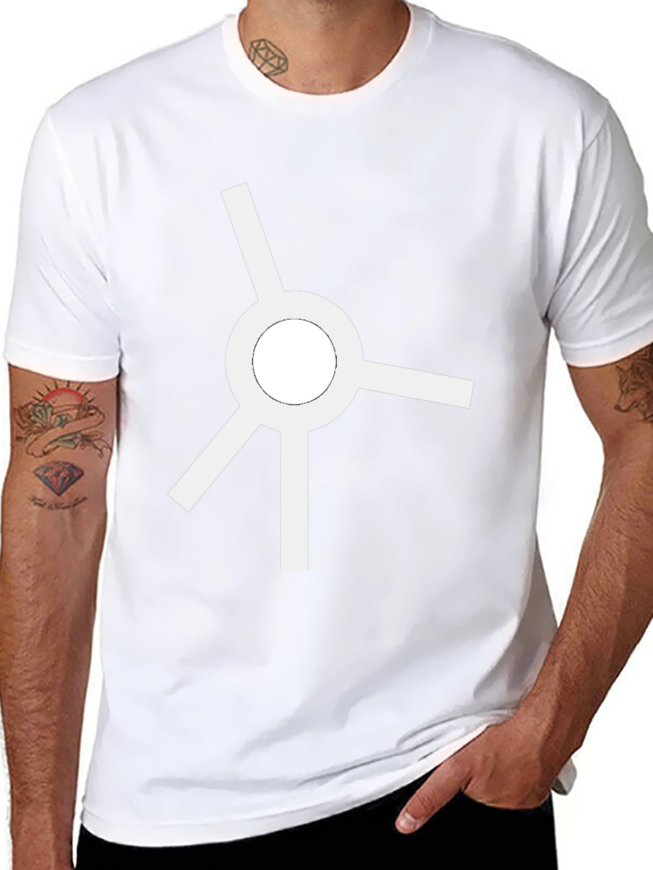 Minimalist White Roundabout Graphic Black T-Shirt