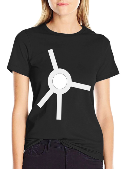 Minimalist White Roundabout Graphic Black T-Shirt