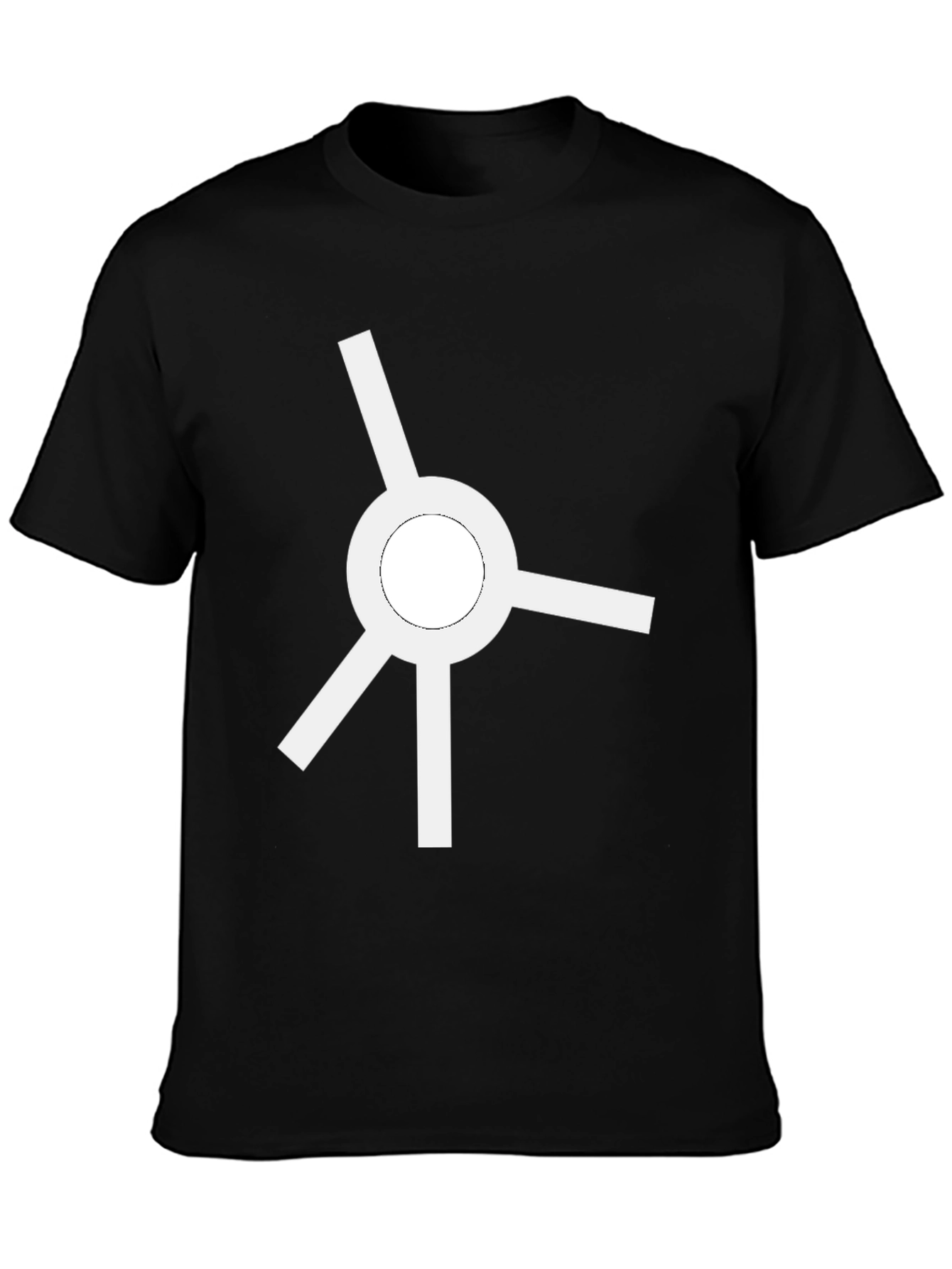 Minimalist White Roundabout Graphic Black T-Shirt