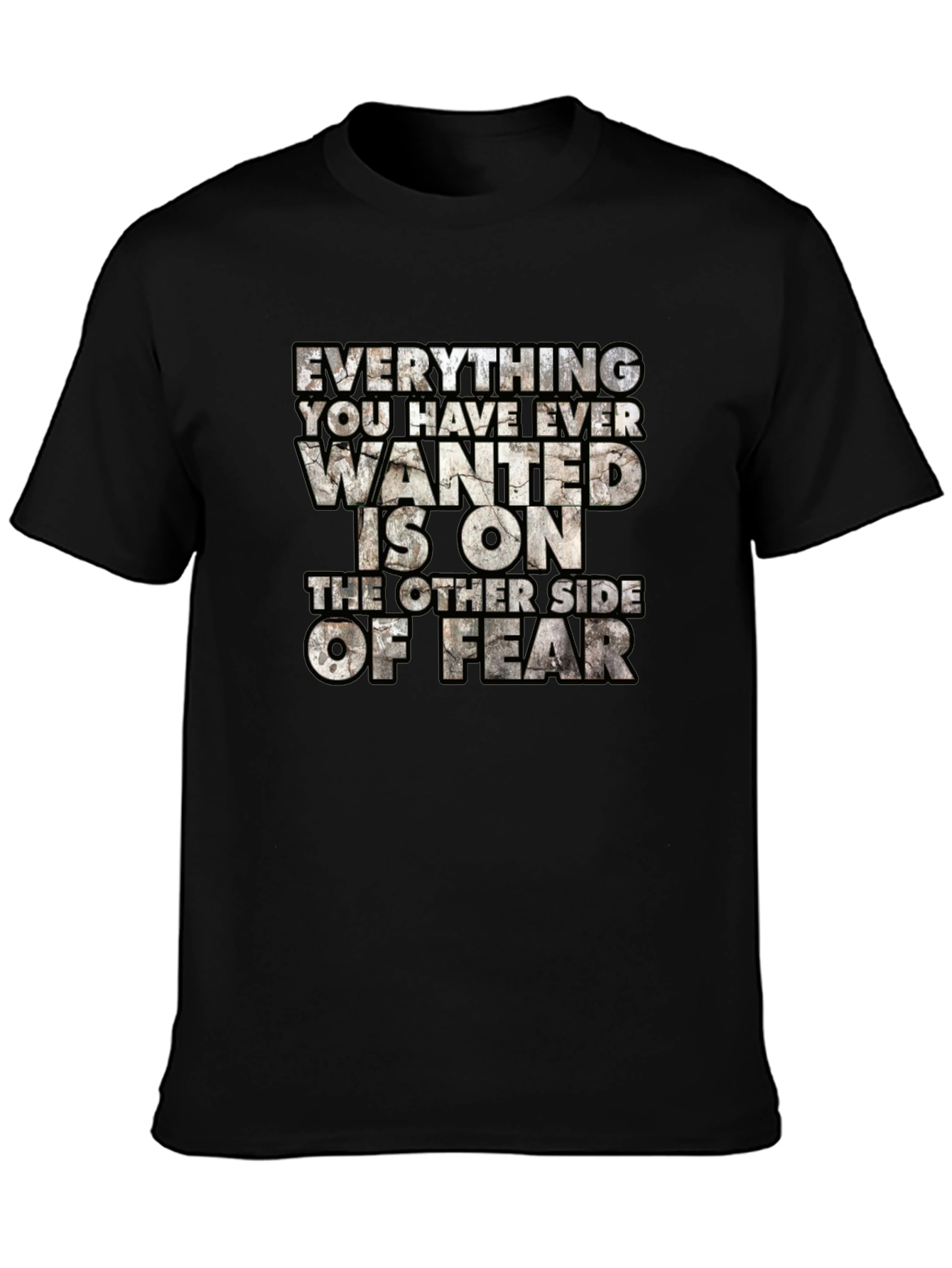 Motivational Graphic Tee: Fear Quote Black T-Shirt