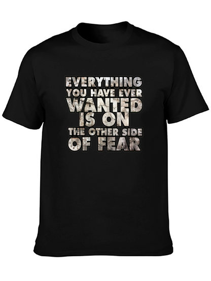 Motivational Graphic Tee: Fear Quote Black T-Shirt