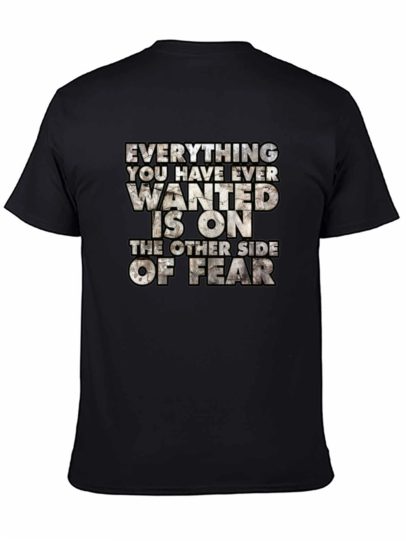 Motivational Graphic Tee: Fear Quote Black T-Shirt