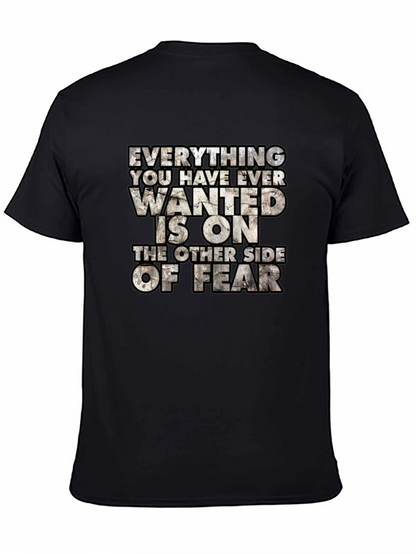 Motivational Graphic Tee: Fear Quote Black T-Shirt