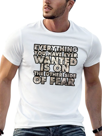Motivational Graphic Tee: Fear Quote Black T-Shirt