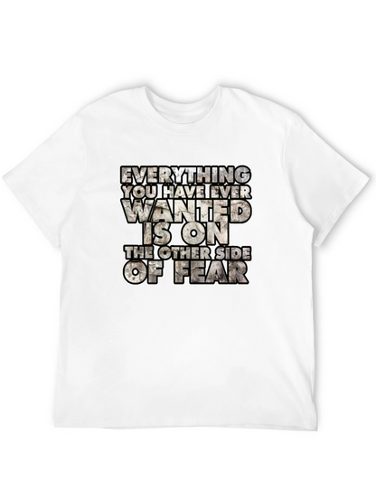 Motivational Graphic Tee: Fear Quote Black T-Shirt