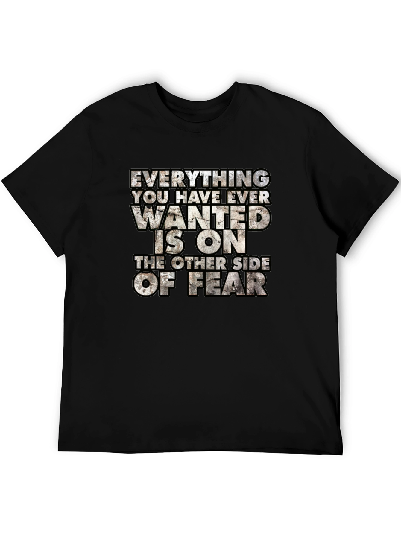 Motivational Graphic Tee: Fear Quote Black T-Shirt