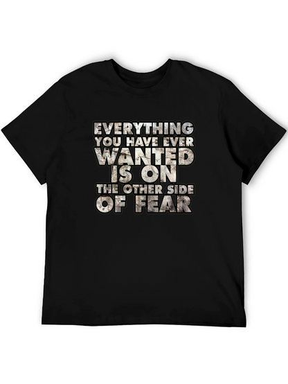 Motivational Graphic Tee: Fear Quote Black T-Shirt