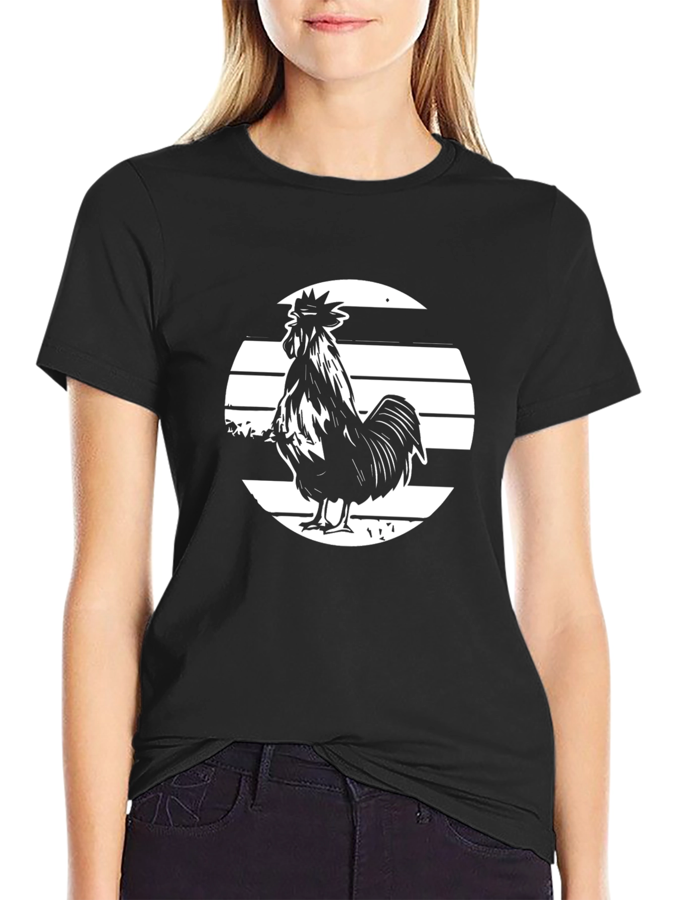 Rooster Graphic Tee - Bold Black T-Shirt