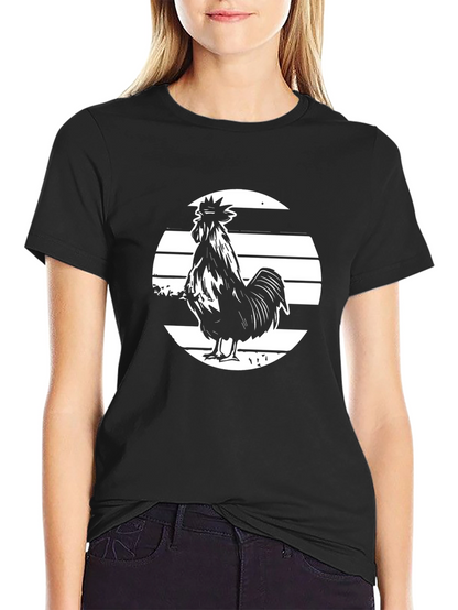 Rooster Graphic Tee - Bold Black T-Shirt
