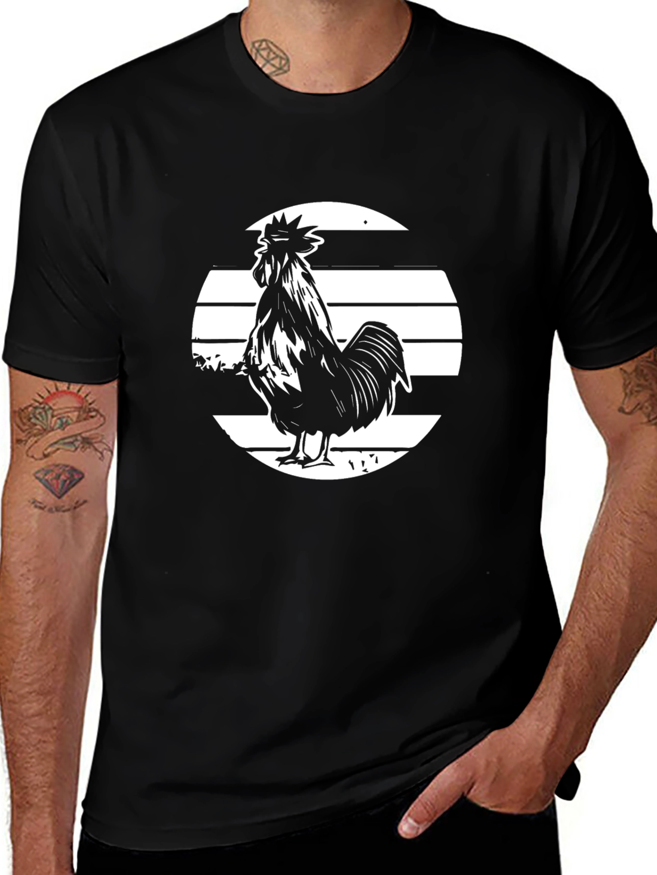 Rooster Graphic Tee - Bold Black T-Shirt