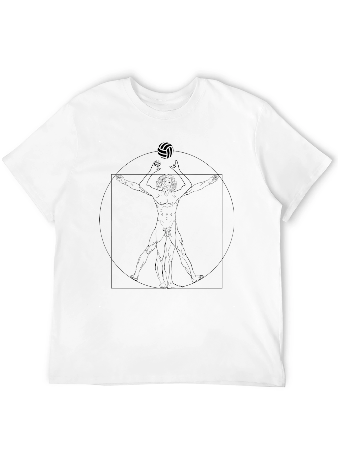 Volleyball Vitruvian Man Black Graphic Tee