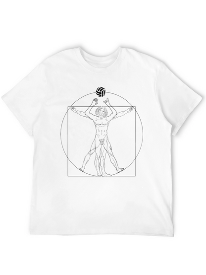 Volleyball Vitruvian Man Black Graphic Tee