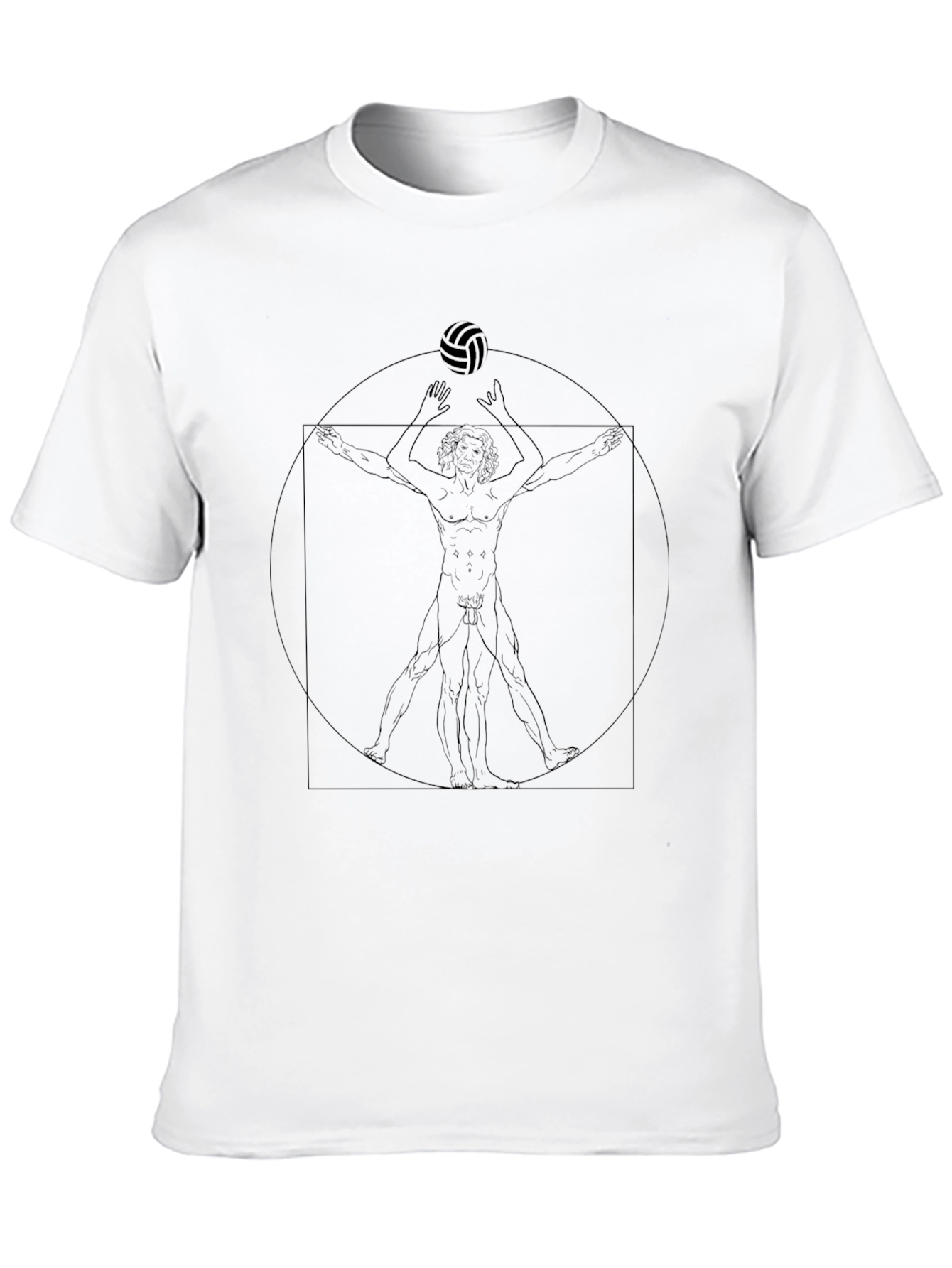 Volleyball Vitruvian Man Black Graphic Tee