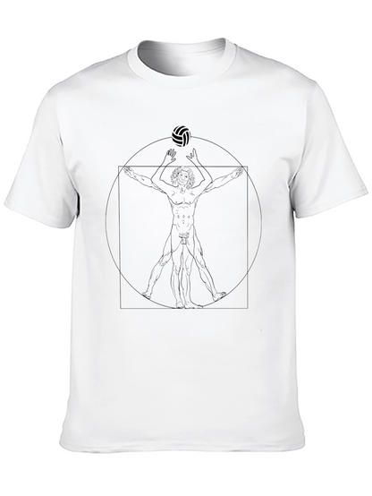 Volleyball Vitruvian Man Black Graphic Tee
