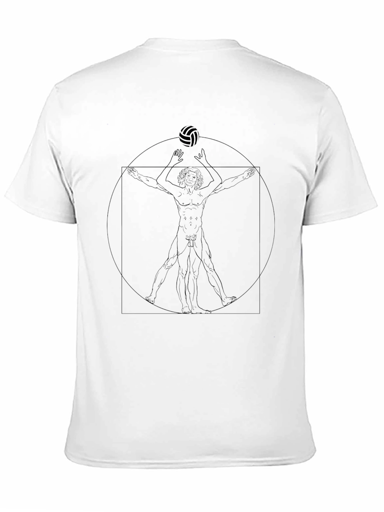 Volleyball Vitruvian Man Black Graphic Tee