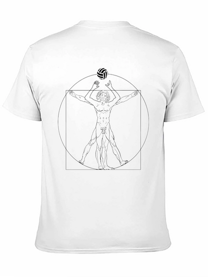 Volleyball Vitruvian Man Black Graphic Tee