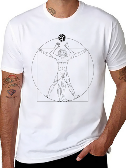 Volleyball Vitruvian Man Black Graphic Tee